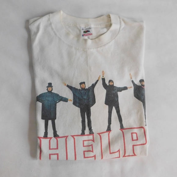 Vintage HELP! Beatles White T-Shirt - Picture 3 of 5